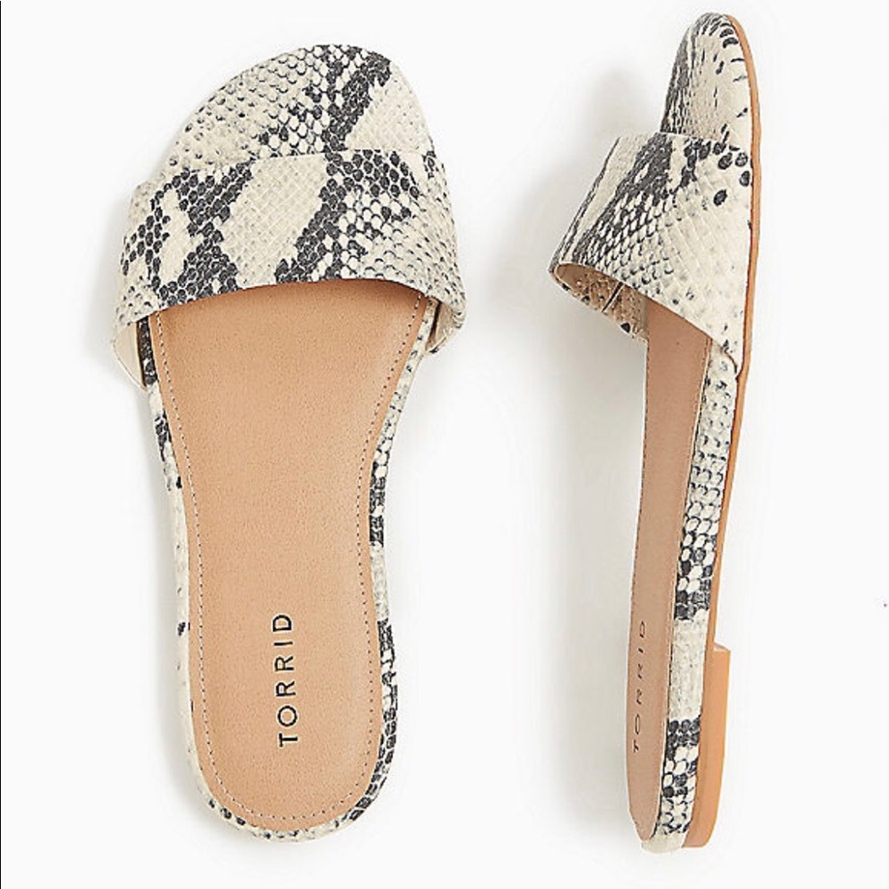 Snakeskin Print Faux Leather Slide